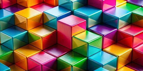 Minimalist Geometric Composition: Colorful Cubes Macro Photography