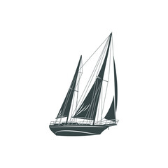 Sailing boat design vector illustration. Sailing boat Silhouette. Boat design template.