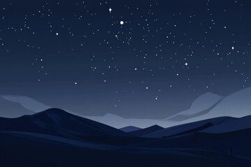Obraz premium Starry night sky illuminated by a full moon over distant mountain ranges and twinkling constellations. Generative AI