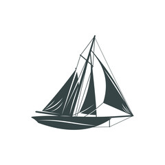 Sailing boat design vector illustration. Sailing boat Silhouette. Boat design template.