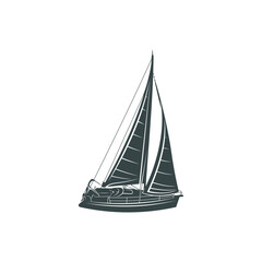 Sailing boat design vector illustration. Sailing boat Silhouette. Boat design template.