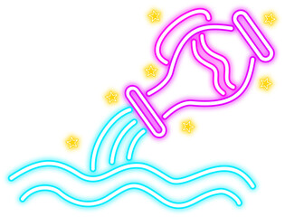 Neon glow aquarius zodiac illustration