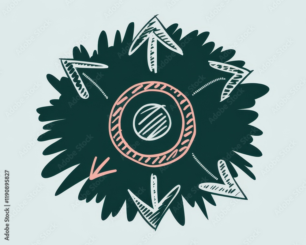 Aufkleber abstract circular design with arrows indicating multidirectional flow