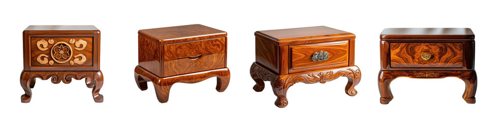Elegant Wooden Nightstands with Intricate Designs and Craftsmanship
