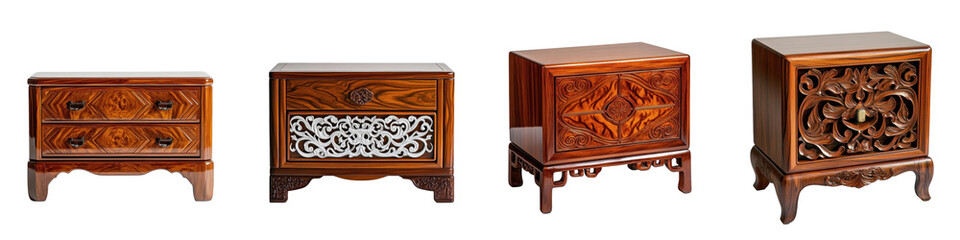 Elegant wooden furniture collection with intricate designs and styles