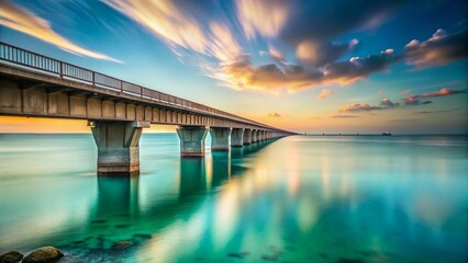 Obraz premium Minimalist Seven Mile Bridge, Florida Keys: Sunrise Over Turquoise Waters