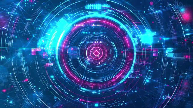 futuristic circle vector hud interface screen design featuring glowing neon elements seamless looping overlay 4k virtual video animation background