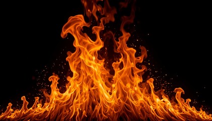 Fototapeta premium Intense orange flames against a black background