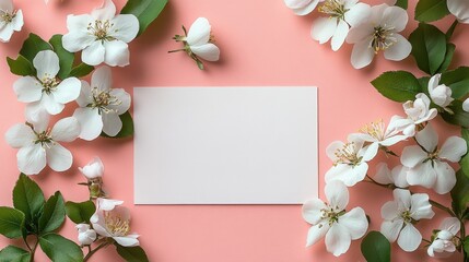 White paper placed on a soft surface surrounded by delicate white flowers in natural lighting valentine day