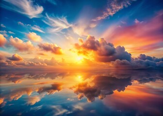 Fototapeta premium Minimalist Sunrise Cloudscape: Abstract Pastel Hues