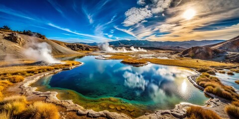 Minimalist Sunny View of Hot Creek Geothermal Area, California