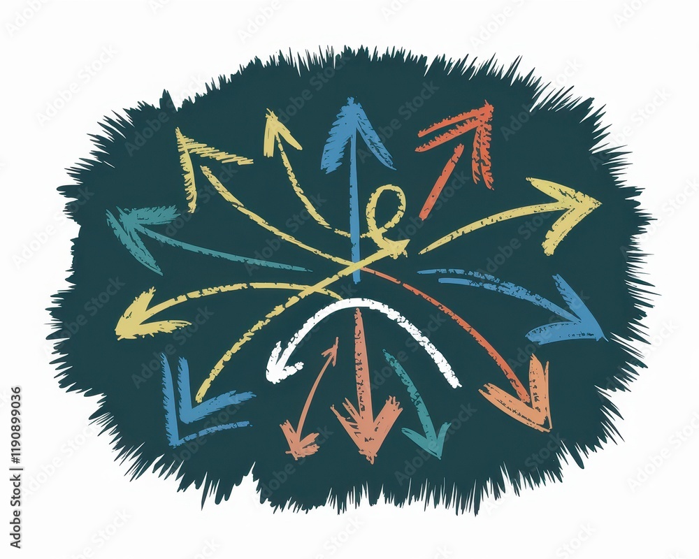 Poster colorful arrows pointing in multiple directions