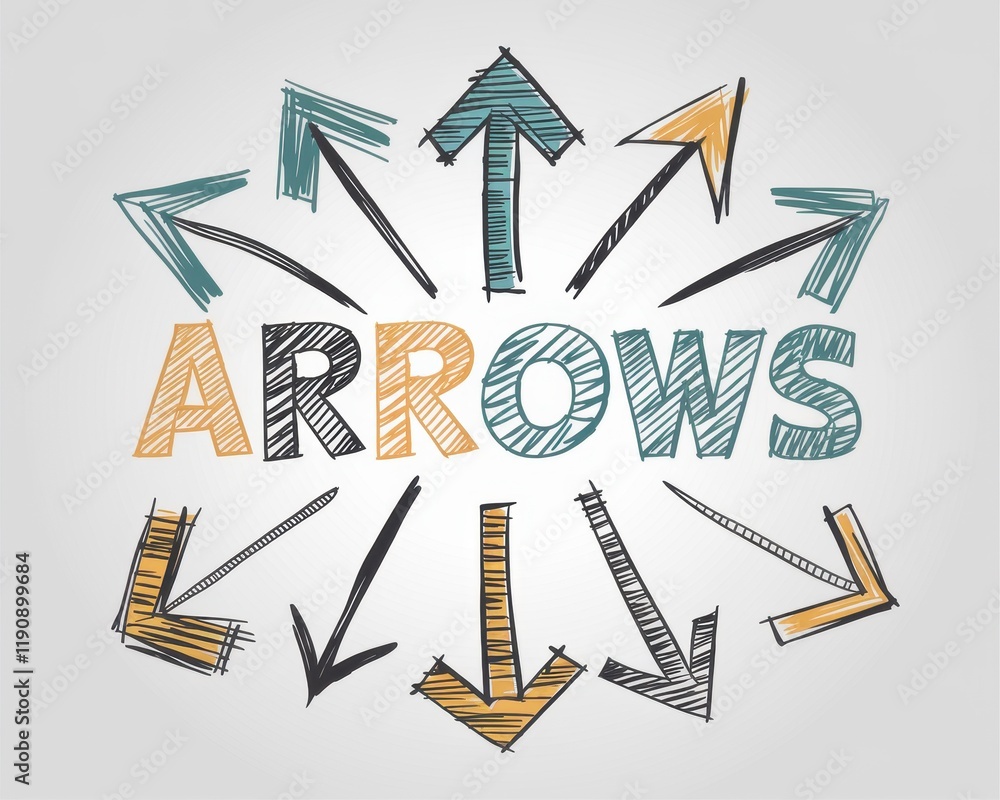 Poster hand drawn arrows pointing in multiple directions