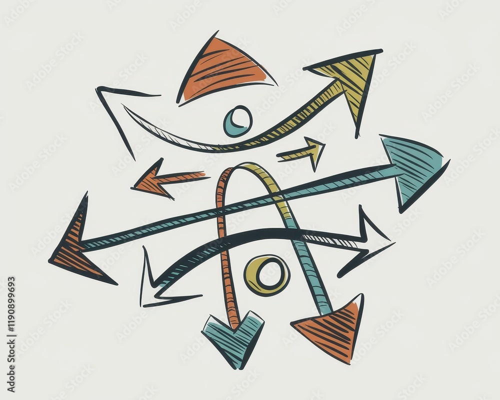 Poster abstract colorful arrows indicate multiple directions