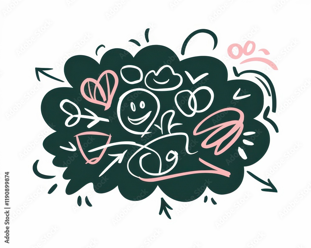 Poster abstract cloud shape with various doodle elements