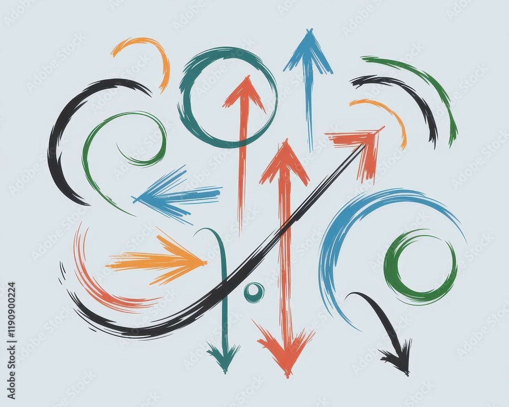 Poster abstract colorful arrows and swirls design