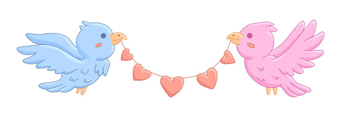 Cute Birds Holding a Heart Garland