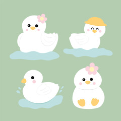 Cute cartoon duck with hat illustration.