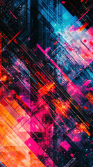 Fototapeta premium Vibrant abstract digital art with bright colors and geometric patterns