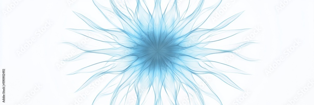 Poster clean and simple virus illustration featuring a stylized blue design with delicate, flowing lines an