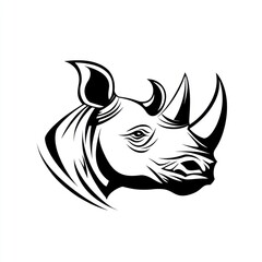 Obraz premium Rhino head illustration, monochrome, profile, white background, logo design
