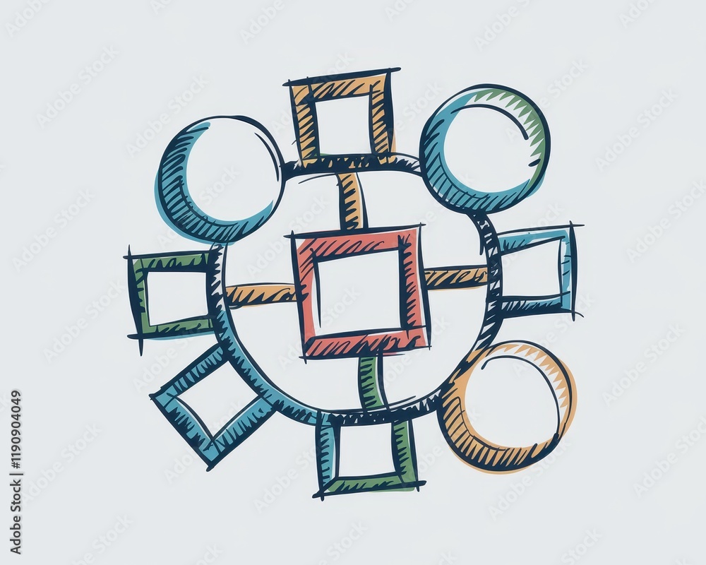 Poster abstract colorful geometric design with circles and squares