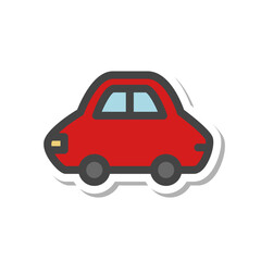ステッカー風乗り物関連の単品アイコン　自動車