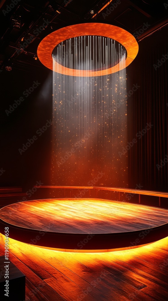 Aufkleber lighting design with circular beam and waterfall effect in performance space