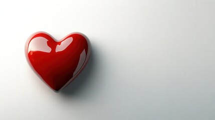 Glossy Red Heart Shape on a Minimalist Background for Romantic Concept and Loving Emotion Representation in Art and Design