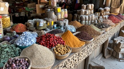 Colorful Spices and Herbs at a Local Market