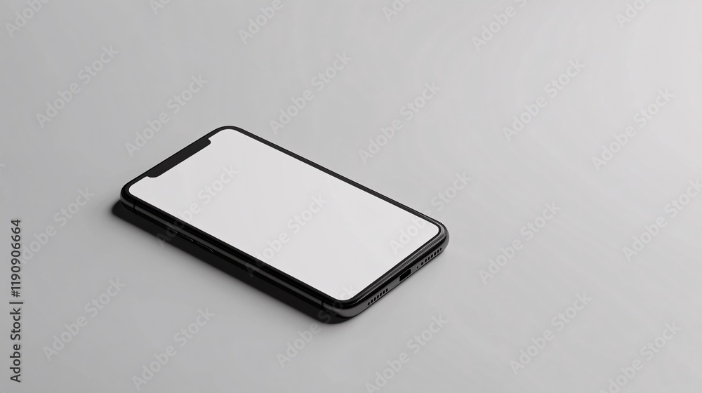 Aufkleber Modern smartphone showing blank screen displaying white copy space on gray background