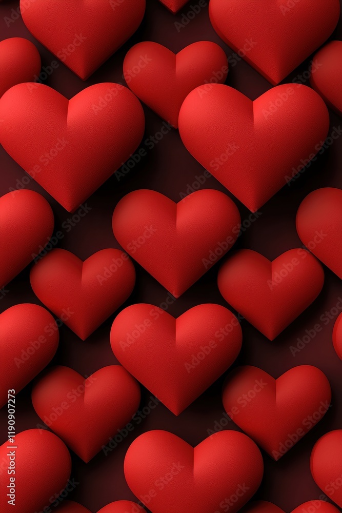 Poster a visually captivating pattern of red hearts, perfect for expressing love and affection on various o