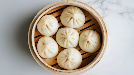 Delicious freshly steamed bao buns served in a bamboo steamer showcasing a culinary delight from Asian cuisine