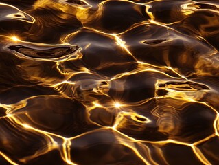 Naklejka premium Captivating image of golden water reflections, showcasing the interplay of light and movement on a serene surface.