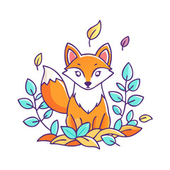 fox in leaves vector icon,fox in leaves vector illustration - simple illustration of fox in leaves ,perfect for logos and iconsfox in leaves 