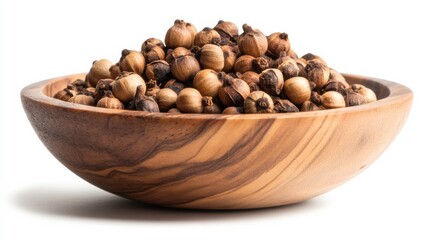 Rustic Wooden Bowl Filled with Dried Cloves