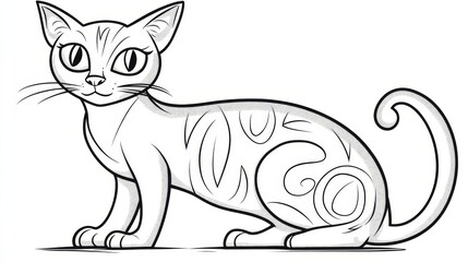 Obraz premium Playful Cat Coloring Page Feline Illustration for Kids Art and Educational Activities.