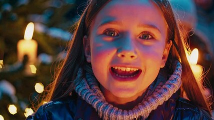 Happy Child Holding Christmas Carol Book - Powered by Adobe