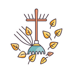 rake and leaves vector icon,rake and leaves vector illustration - simple illustration of rake and leaves ,perfect for logos and iconsrake and leaves 