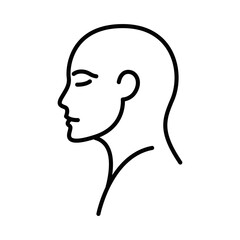 Vector illustration of a side profile of a bald human face. Editable stroke.