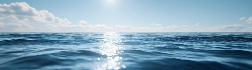 Serene Ocean Horizon with Tranquil Blue Sky for Elegant Backgrounds