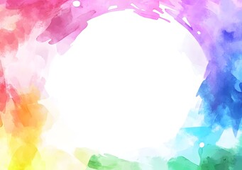 Vibrant Watercolor Splash Background with Central White Space for Artwork and Greeting Cards