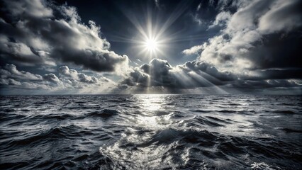 Fototapeta premium Moody Monochrome Seascape: Dramatic Black and White Ocean Vertical Video Stock Footage