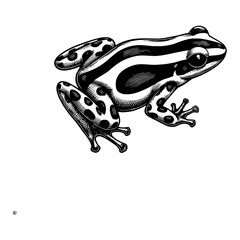 Obraz premium Poison Dart Frog Detailed Black and White Outline Line Art Drawing with Patterned Skin