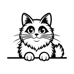 Obraz premium Adorable Cat Face Peeking Clipart Vector Art 