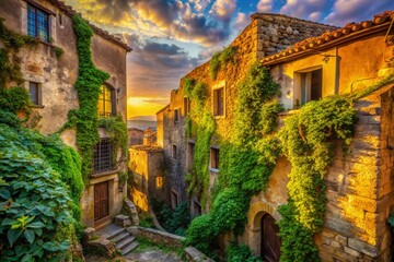 Fototapeta premium Mysterious Medieval Facade, Tarquinia, Italy: Urban Exploration Photography