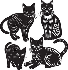 coloring page cat silhouette vector illustration
