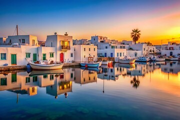 Obraz premium Naoussa Marina, Paros Island, Greece: Secluded Aegean Sea View