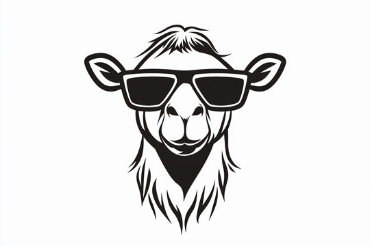 Cool goat wearing sunglasses in a minimalist design