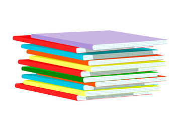 Stack of notebooks. Knowledge and education. Design element of modern library, bookstore, literature lesson, educational concept.